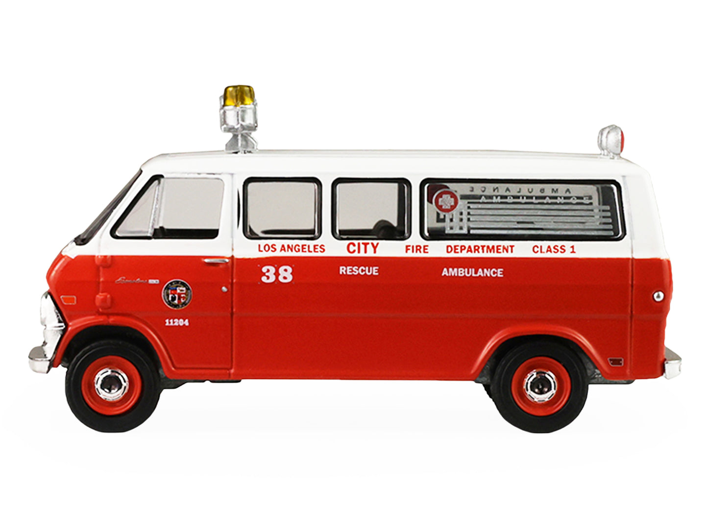 GreenLight 1969 Ford Econoline Ambulance "Los Angeles Fire Department" Red and White "Fire & Rescue" Series #5 1/64 Diecast Model Car by <h2>1969 Greenlight</h2> <p>High-quality perfect for collectors