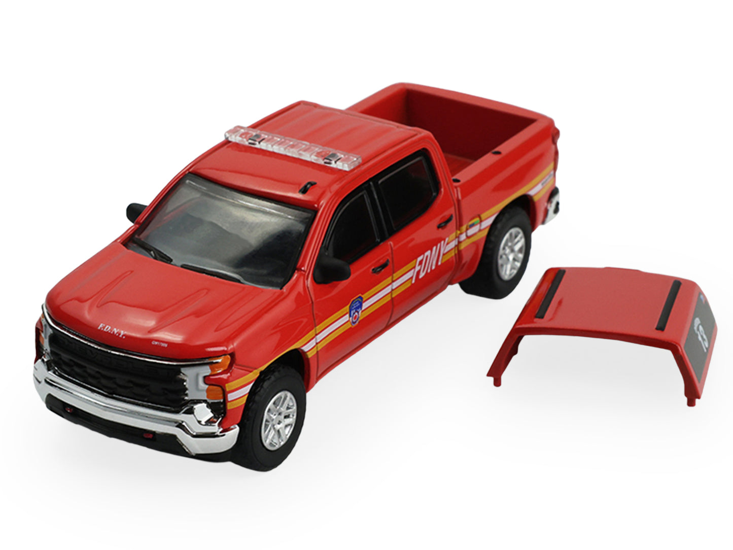 GreenLight 2023 Chevrolet Silverado Pickup Truck with Camper Shell "FDNY (New York City Fire Department)" Red Stripes "Fire & Rescue" Series #5 1/64 Diecast Model Car by <h2>2023 Greenlight</h2> <p>Hi