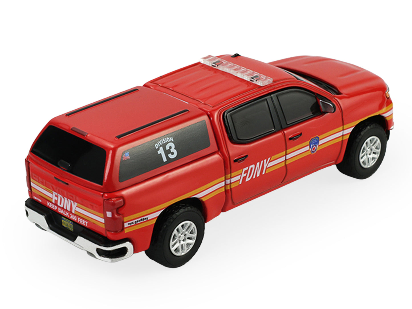 GreenLight 2023 Chevrolet Silverado Pickup Truck with Camper Shell "FDNY (New York City Fire Department)" Red Stripes "Fire & Rescue" Series #5 1/64 Diecast Model Car by <h2>2023 Greenlight</h2> <p>Hi