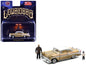 1956 Chevrolet Bel Air Lowrider Gold Metallic with Gold Interior and White Top with 2 Figures Limited Edition to 4400 pieces Worldwide 1/64 T&y Diecast Model Car by M2 Machines