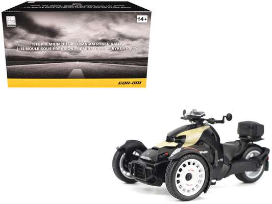 Can-Am Ryker Rally 3-Wheel Motorcycle Sand Storm and Black 1/12 T&y Diecast Model by BRP Models