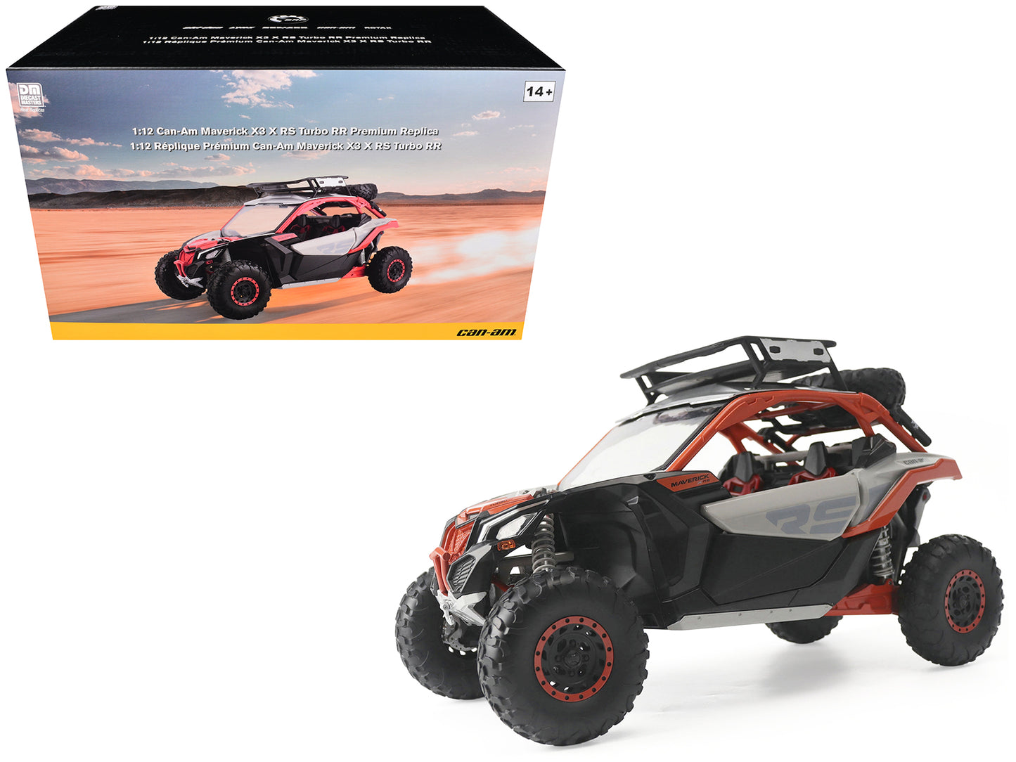 Can-Am Maverick X3 X RS Turbo RR with Roof Rack Chalk Gray and Orange 1/12 T&y Diecast Model by BRP Models