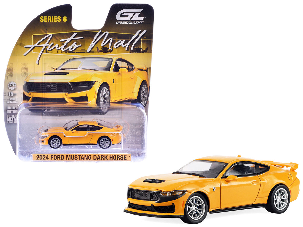 2024 Ford Mustang Dark Horse Yellow Splash 1/64 Diecast Model Car - Greenlight
