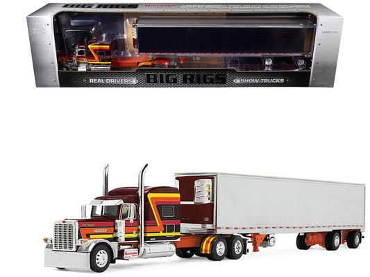 Peterbilt 389 Pride-N-Class with 70" Mid-Roof Sleeper and 53' Utility Trailer with Reefer "Hurricane Express" Brown with Stripes "Big Rigs" Series II #4 1/64 T&y Diecast Model by DCP/First Gear