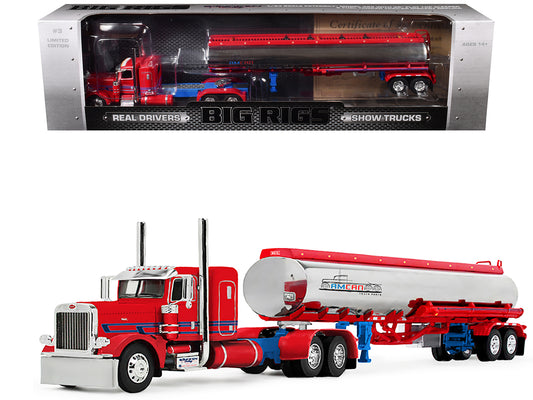 Peterbilt 389 with 36" Flat Top Sleeper and Heil Fuel Tank Trailer "Sancken Custom Truck by Amcan" Red "Big Rigs" Series II #3 1/64 T&y Diecast Model by DCP/First Gear