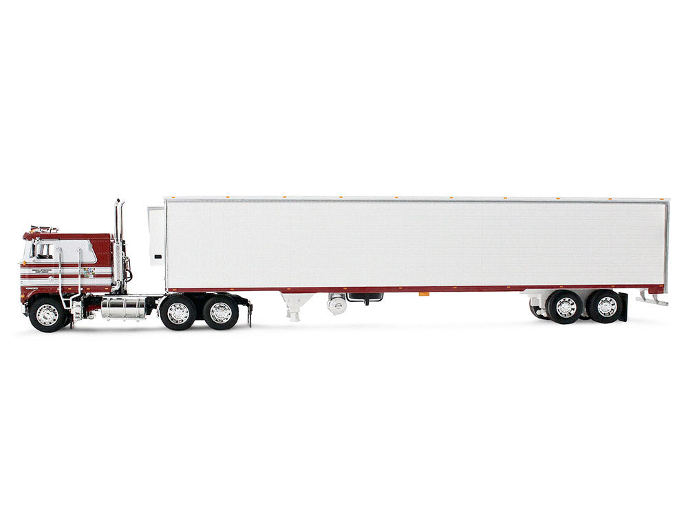Kenworth K100 COE Flat Top and 53' Utility Trailer with Reefer "Red's Favorites - Jim Skrinar" Red with White Stripes 1/64 Diecast Model by DCP/First Gear