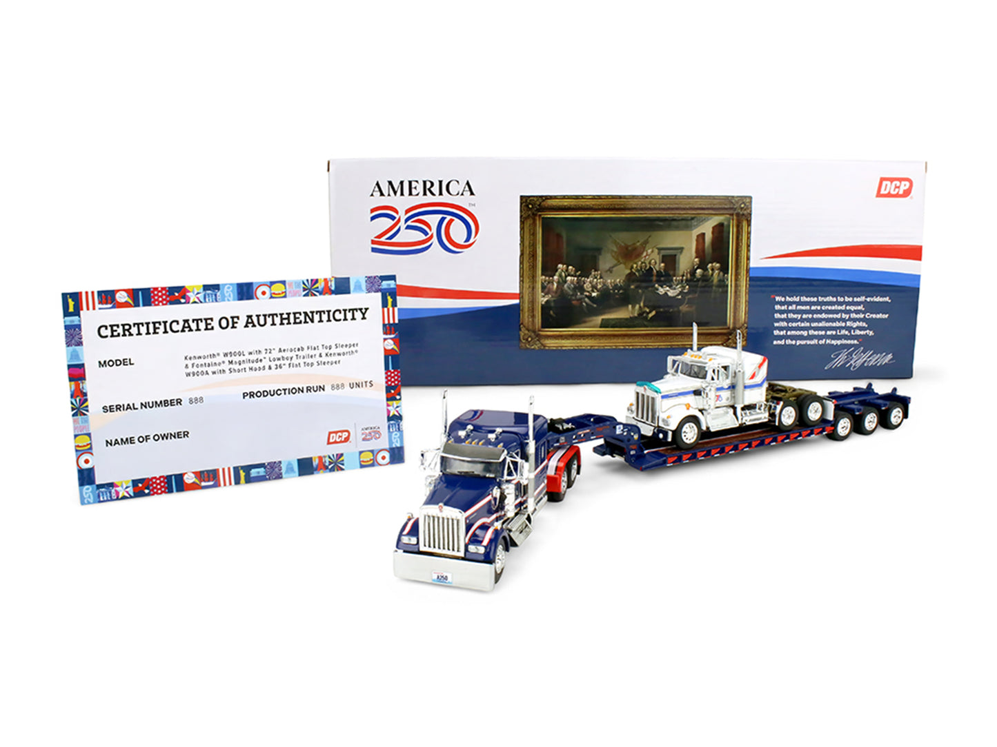 Peterbilt 379 with 70" Mid-Roof Sleeper and Wilson Silverstar Livestock Trailer "National Carriers" White "Legacy Series #5" 1/64 T&y Diecast Model by DCP/First Gear