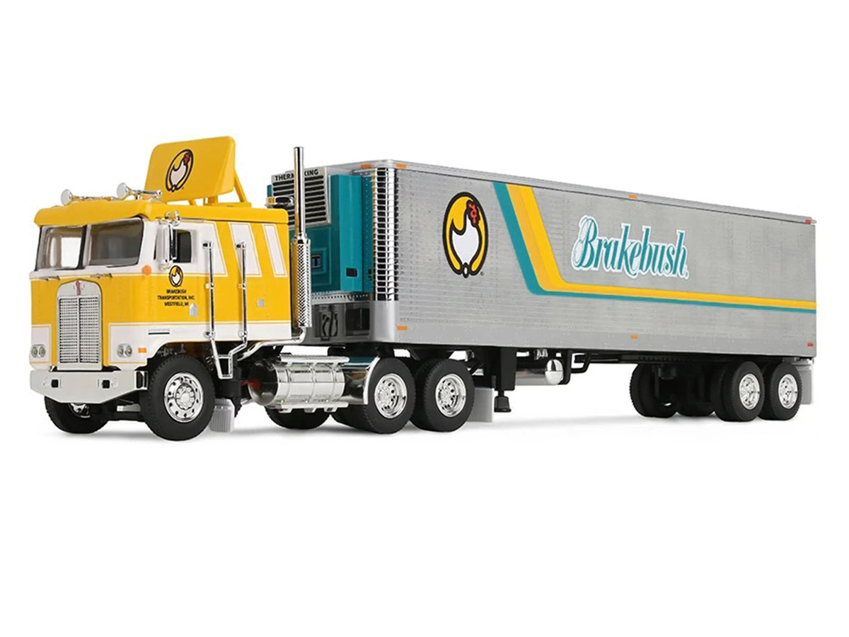 Kenworth K100 COE Flat Top 40' Vintage Trailer Reefer Brakebush Yellow Grpahics