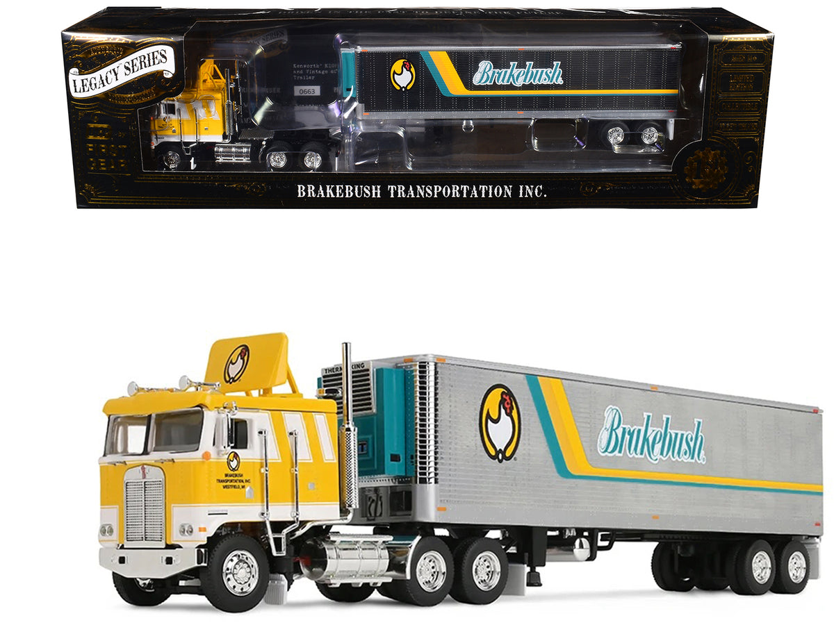 Kenworth K100 COE Flat Top 40' Vintage Trailer Reefer Brakebush Yellow Grpahics