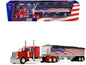 Peterbilt 389 with 48" Flat Top Sleeper and 43' Wilson Pacesetter High Side Grain Trailer "Wilson USA 250" Red 1/64 T&y Diecast Model by DCP/First Gear