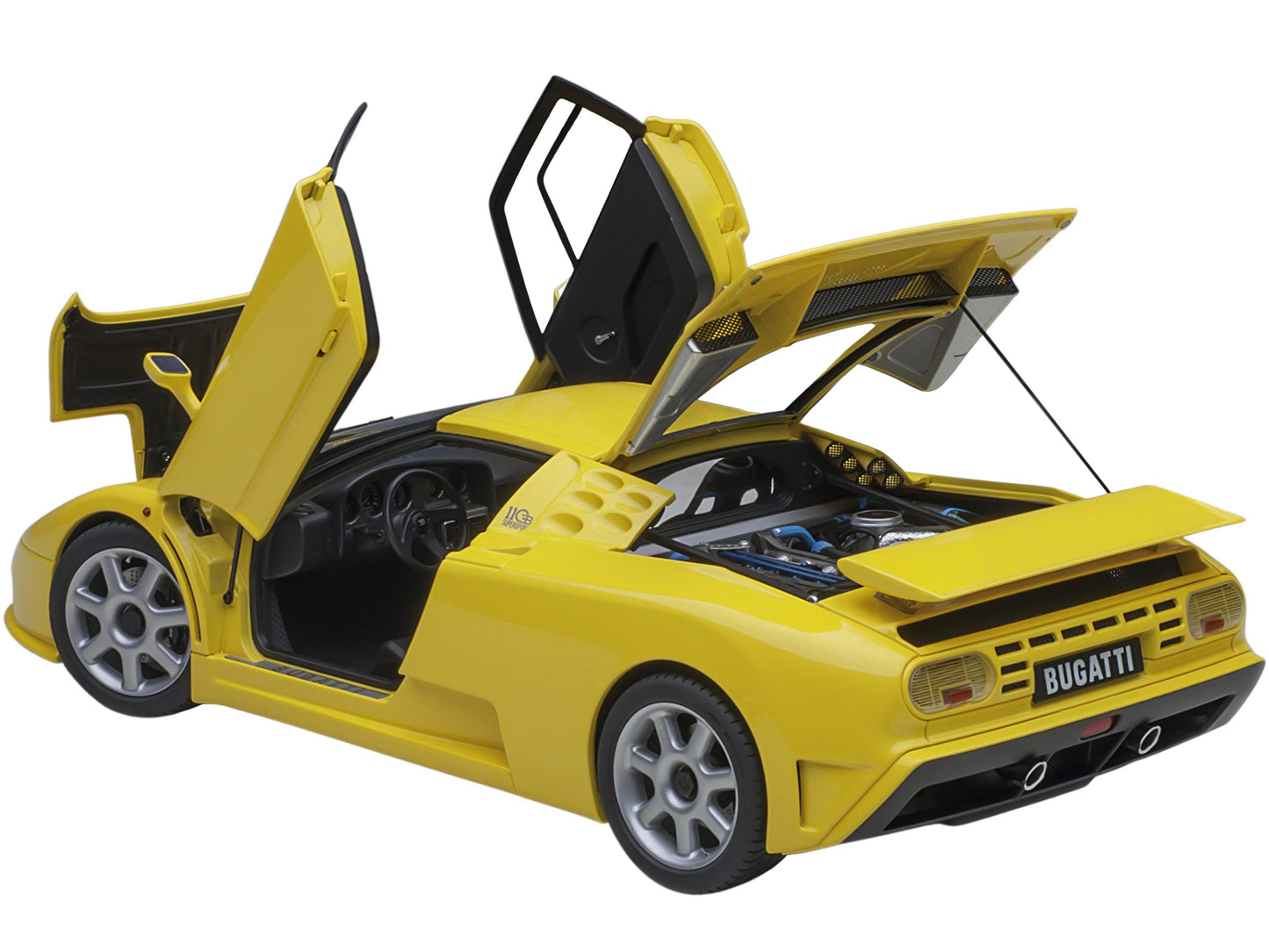Bugatti EB110 SS Super Sport Giallo Yellow with Silver Wheels 1/18 Model Car by Autoart <h2>Bugatti Autoart</h2> <p>High-quality diecast perfect for collectors and enthusiasts. Features detailed inter