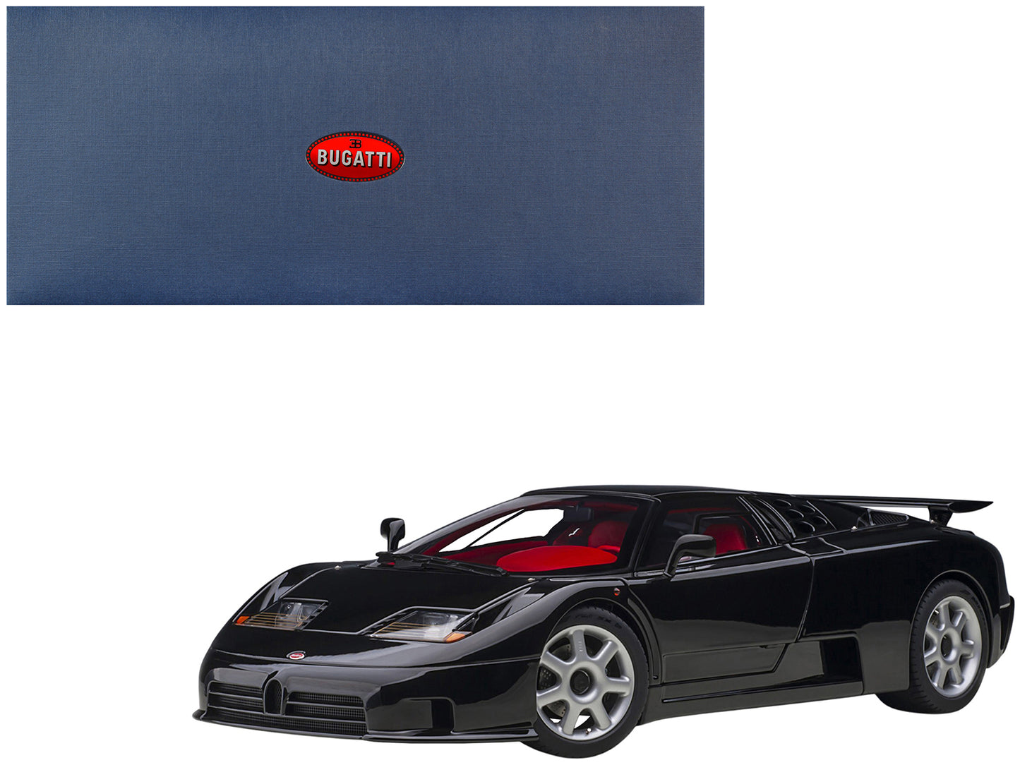 Bugatti EB110 SS Super Sport Nero Vernice Black with Red Interior and Silver Wheels 1/18 Model Car by Autoart <h2>Bugatti Autoart</h2> <p>High-quality diecast perfect for collectors enthusiasts. Featu