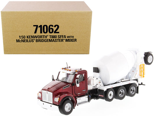 Kenworth T880 SFFA with McNeilus Bridgemaster Mixer Truck Radiant Red and White 1/50 T&y Diecast Model by T&y Diecast Masters
