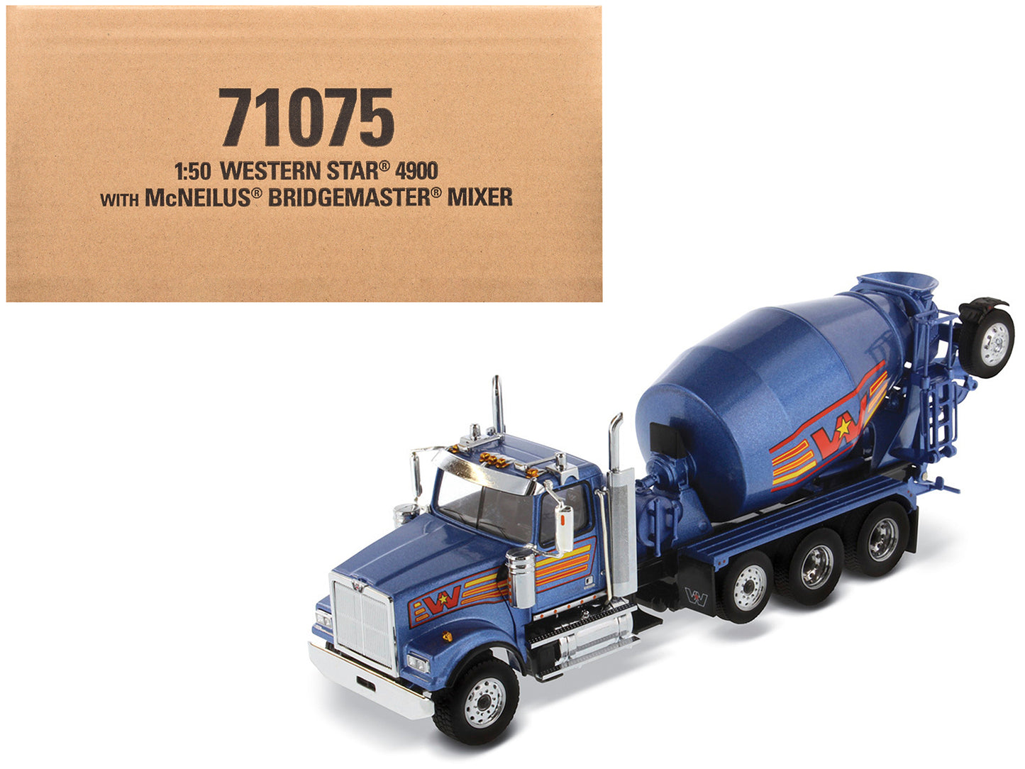 Western Star 4900 with Bridgemaster McNeilus Mixer Blue Metallic "Transport Series" 1/50 Diecast Model by Masters <h2>Western Masters</h2> <p>High-quality car perfect for collectors and enthusiasts. F