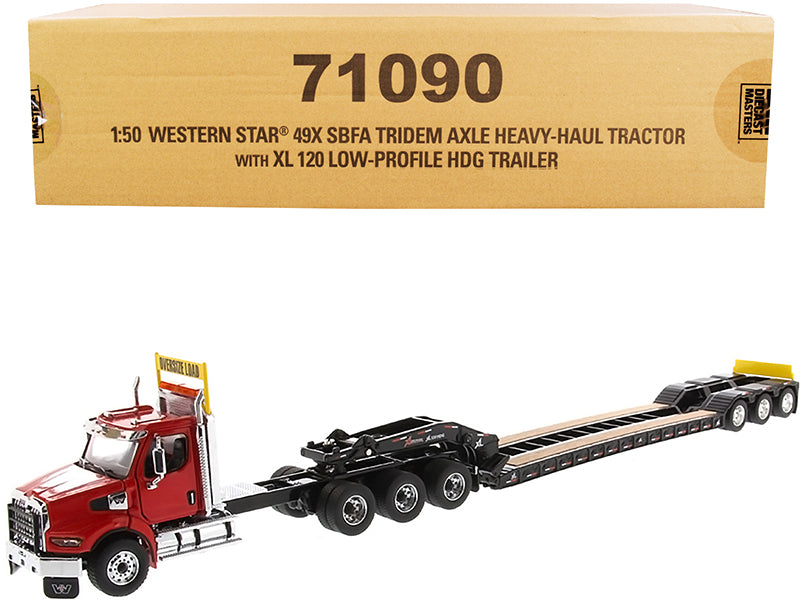 Western Star 49X SBFA Tridem Axle Heavy-Haul Tractor with XL 120 Low-Profile HDG Trailer Red and Black "Transport Series" 1/50 Diecast Model by Masters <h2>Western Masters</h2> <p>High-quality car per