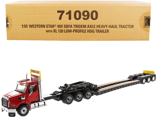 Western Star 49X SBFA Tridem Axle Heavy-Haul Tractor with XL 120 Low-Profile HDG Trailer Red and Black "Transport Series" 1/50 Diecast Model by Masters <h2>Western Masters</h2> <p>High-quality car per