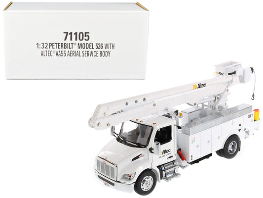 Peterbilt 536 Truck with Altec AA55 Aerial Service Body White "Transport Series" 1/32 Diecast Model by Masters <h2>Peterbilt Masters</h2> <p>High-quality car perfect for collectors and enthusiasts. Fe