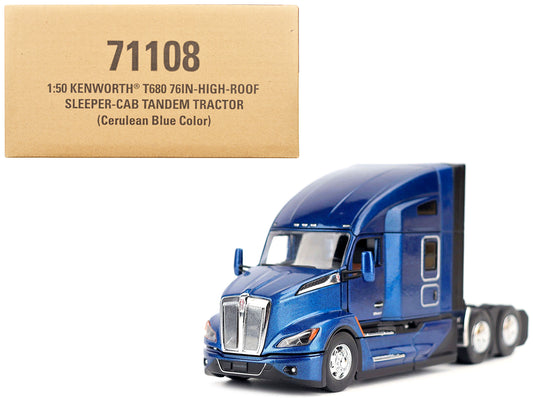 Kenworth T680 Truck Tractor Deep Cerulean Blue Metallic "Transport Series" 1/50 T&y Diecast Model by T&y Diecast Masters