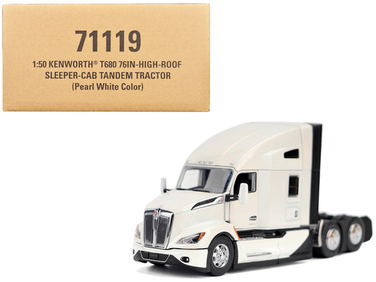 Kenworth T680 Truck Tractor Pearl White "Transport Series" 1/50 T&y Diecast Model by T&y Diecast Masters