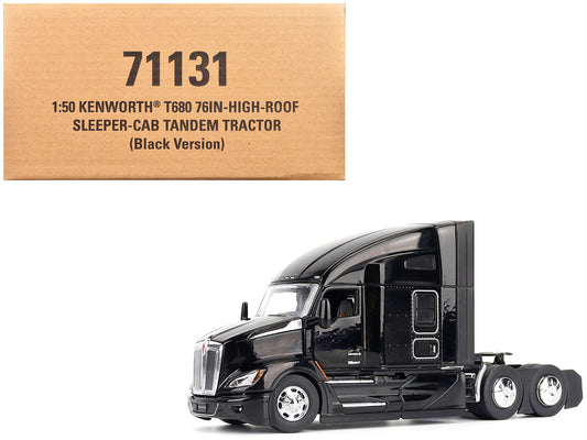 Kenworth T680 76" High Roof Sleeper Cab Truck Tractor Black "Transport Series" 1/50 T&y Diecast Model by T&y Diecast Masters