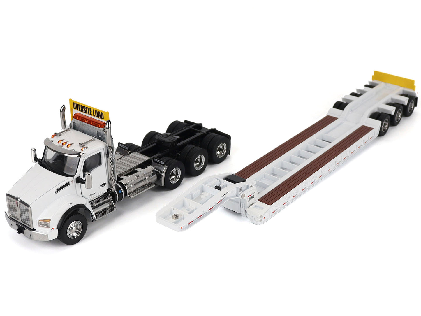Kenworth T880 SBFA Tridem Truck with Trail King HDG Lowboy Trailer White "Transport Series" 1/50 Diecast Model by Masters <h2>Kenworth Masters</h2> <p>High-quality car perfect for collectors and enthu