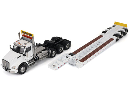 Kenworth T880 SBFA Tridem Truck with Trail King HDG Lowboy Trailer White "Transport Series" 1/50 Diecast Model by Masters <h2>Kenworth Masters</h2> <p>High-quality car perfect for collectors and enthu