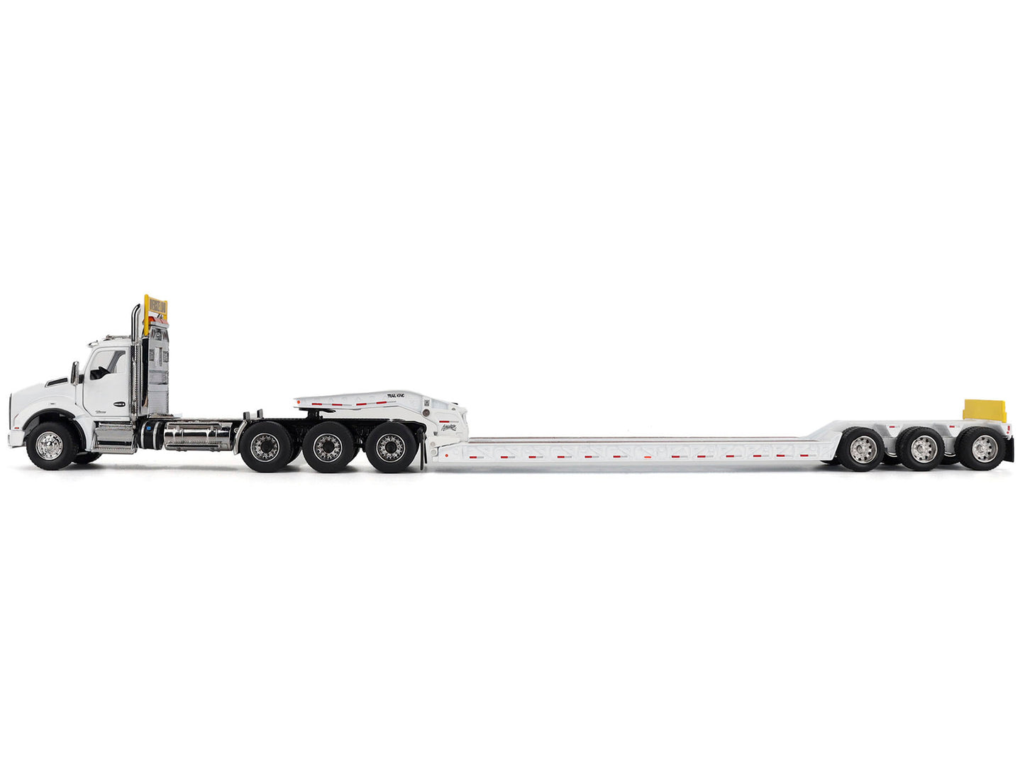 Kenworth T880 SBFA Tridem Truck with Trail King HDG Lowboy Trailer White "Transport Series" 1/50 Diecast Model by Masters <h2>Kenworth Masters</h2> <p>High-quality car perfect for collectors and enthu