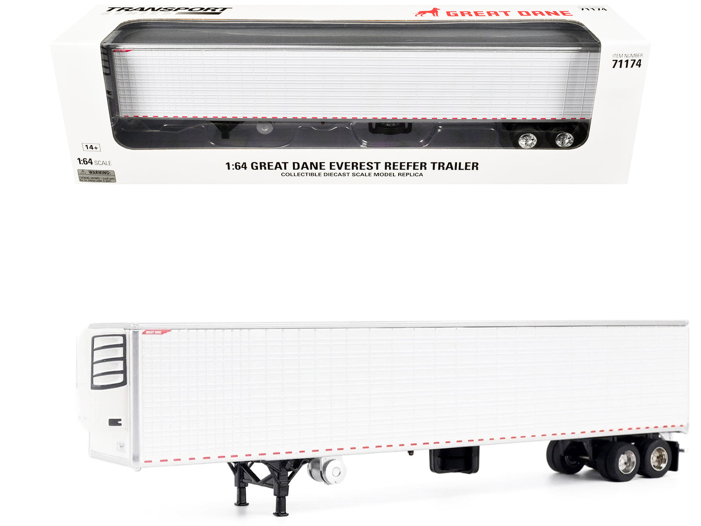 Great Dane Everest 53ft Refridgerated Trailer White "Transport Series" 1/64 T&y Diecast Model by T&y Diecast Masters
