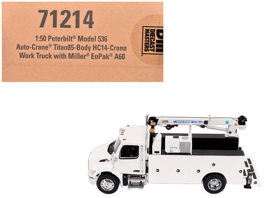 Peterbilt 536 Auto-Crane Titan85-Body HC14-Crane Work Truck with Miller EnPak White "Transport Series" 1/50 Diecast Model by Masters <h2>Peterbilt Masters</h2> <p>High-quality car perfect for collecto