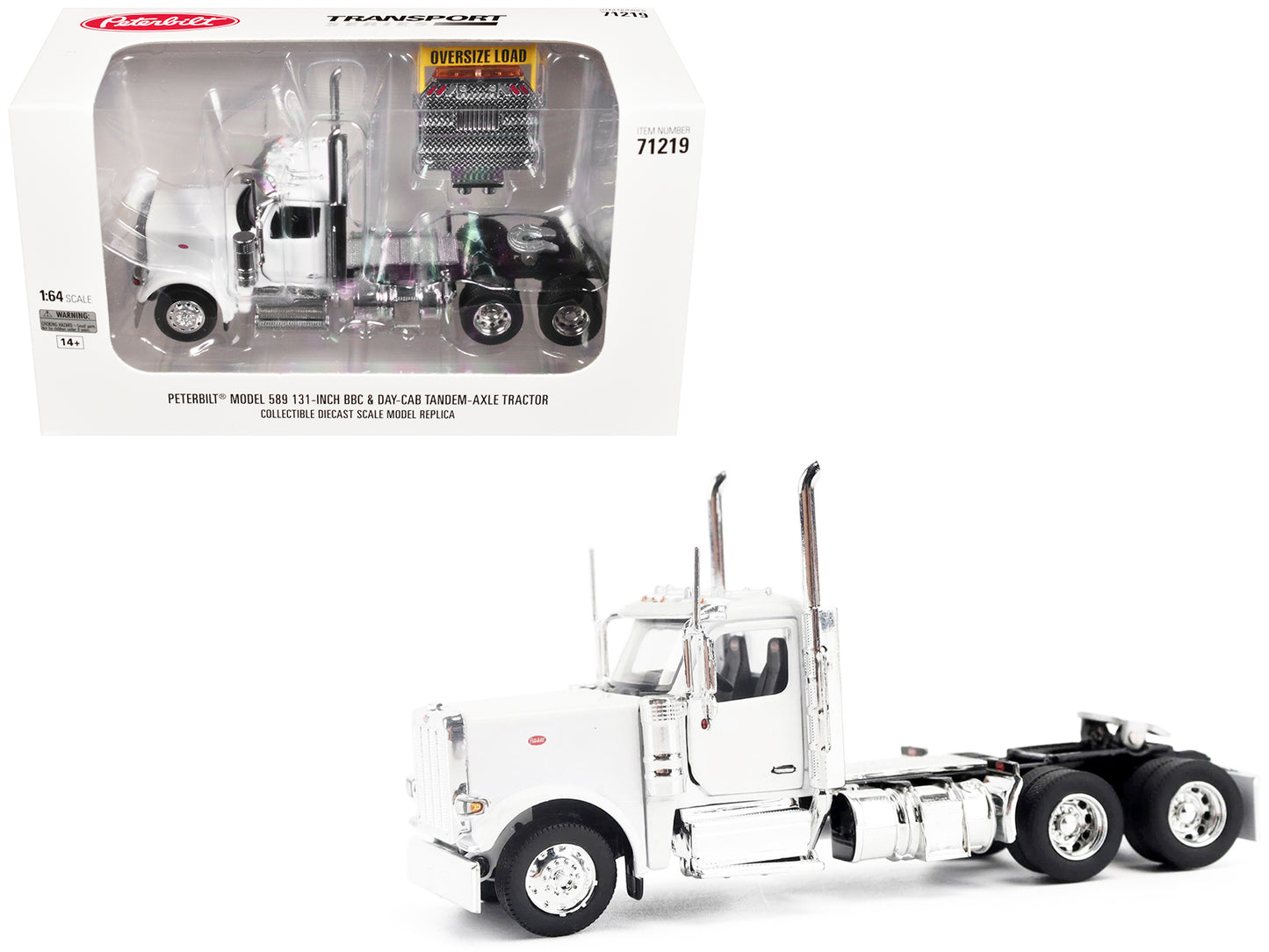 Peterbilt 589 Tandem-Axle Legendary Package Truck Tractor with 58" Sleeper White "Transport Series" 1/64 T&y Diecast Model by T&y Diecast Masters