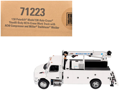 Peterbilt 536 Auto-Crane Titan 85-Body HC14-Crane Work Truck with Miller EnPak White "Transport Series" 1/50 Diecast Model by Masters <h2>Peterbilt Masters</h2> <p>High-quality car perfect for collect