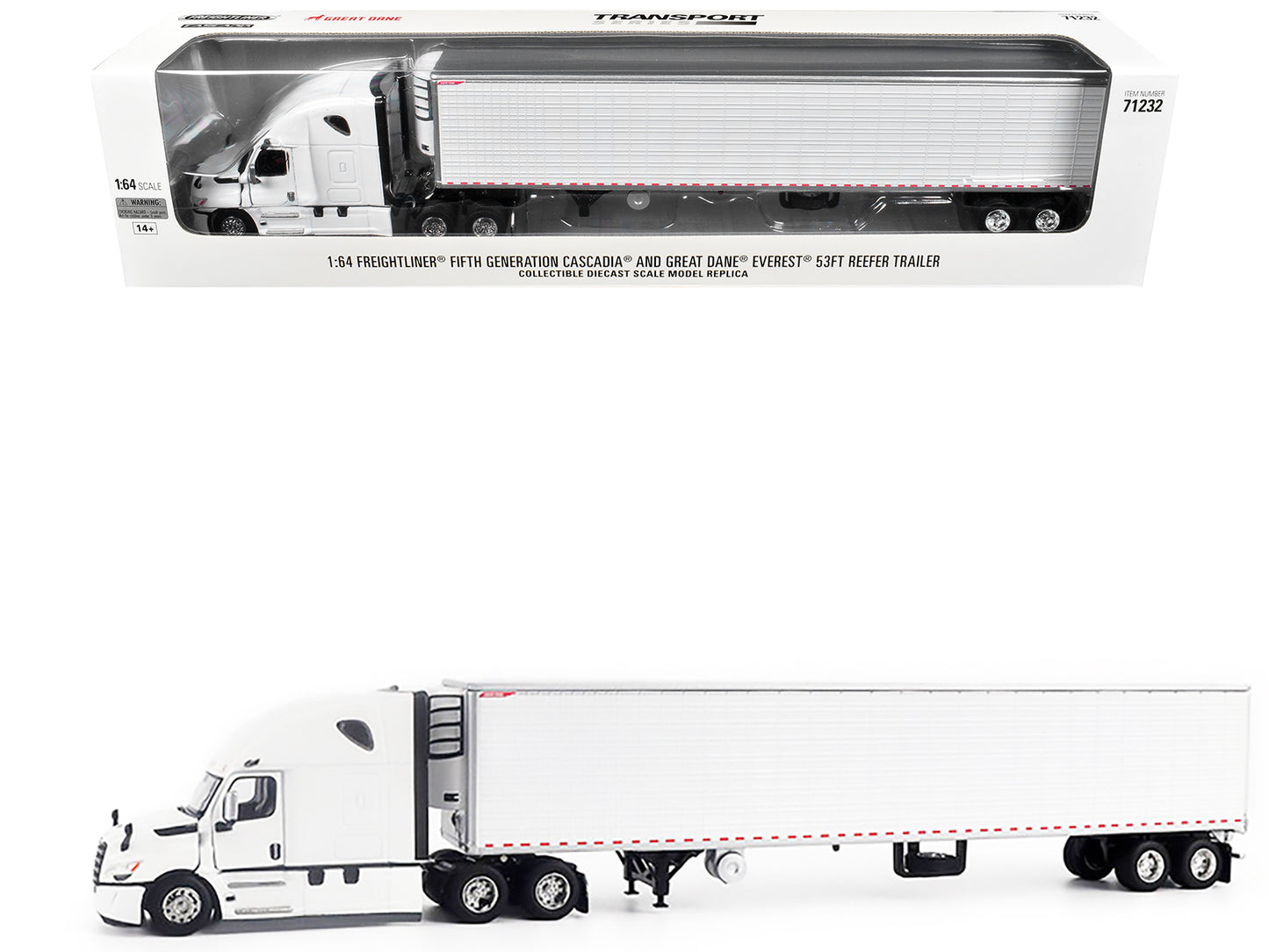 2025 Freightliner Cascadia Gen-5 Truck Tractor with Sleeper and Great Dane Champion 53ft Refrigerated Trailer Winter White "Transport Series" 1/64 T&y Diecast Model by T&y Diecast Masters