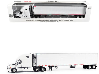 2025 Freightliner Cascadia Gen-5 Truck Tractor with Sleeper and Great Dane Champion 53ft Refrigerated Trailer Winter White "Transport Series" 1/64 T&y Diecast Model by T&y Diecast Masters