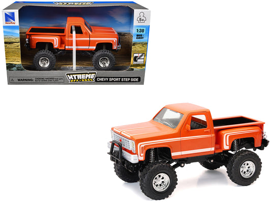Chevrolet Sport Step Side Pickup Truck Orange with White Graphics "Xtreme Off-Road" Series 1/30 T&y Diecast Model by New Ray