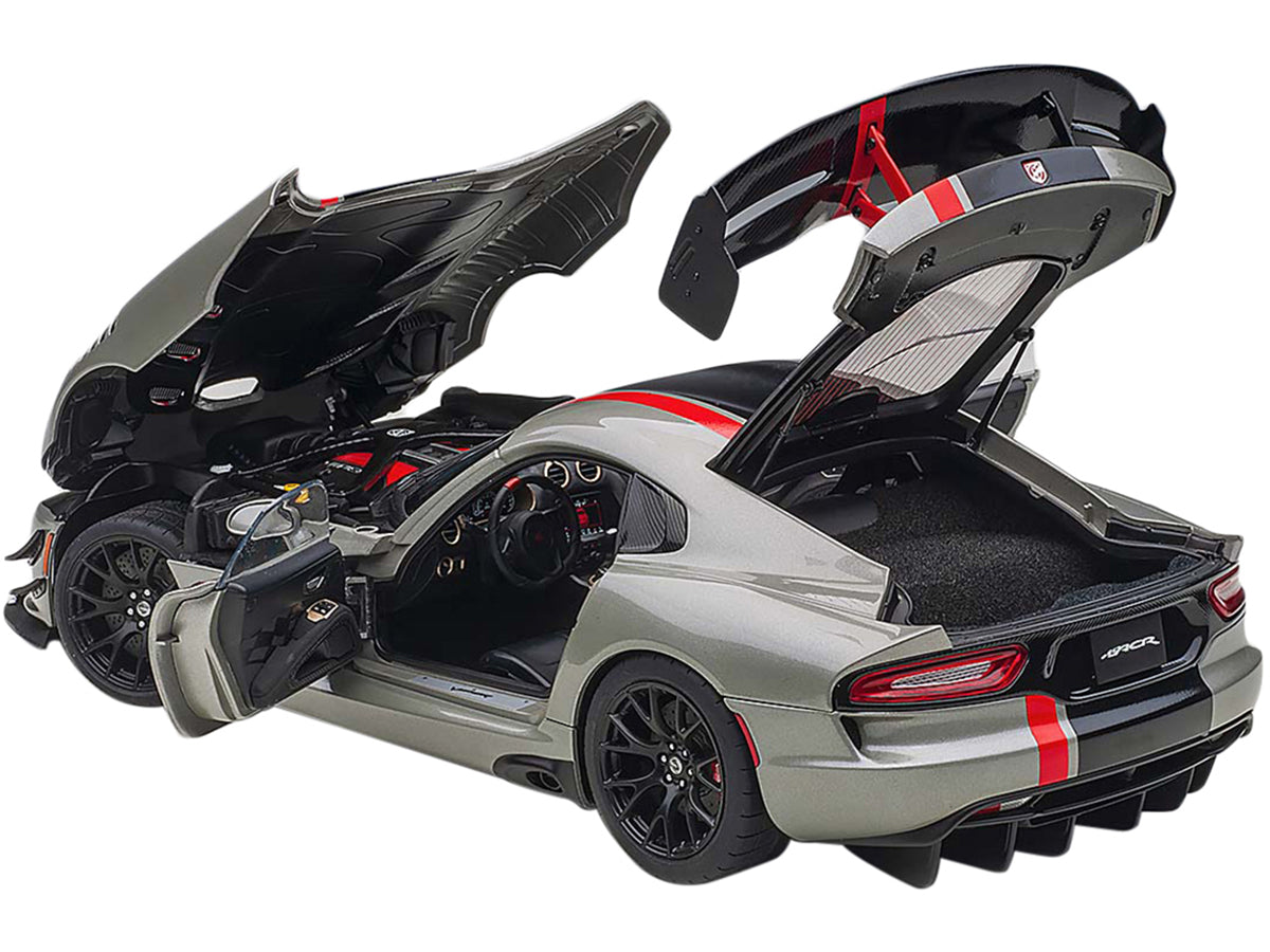 2017 Dodge Viper ACR Billet Silver Metallic with Black and Red Stripes 1/18 Model Car by Autoart <h2>2017 Autoart</h2> <p>High-quality diecast perfect for collectors enthusiasts. Features detailed int