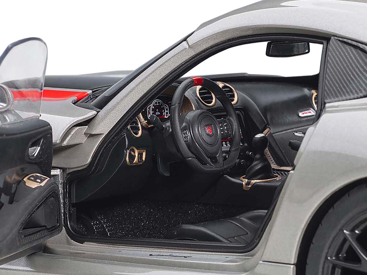2017 Dodge Viper ACR Billet Silver Metallic with Black and Red Stripes 1/18 Model Car by Autoart <h2>2017 Autoart</h2> <p>High-quality diecast perfect for collectors enthusiasts. Features detailed int