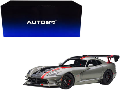 2017 Dodge Viper ACR Billet Silver Metallic with Black and Red Stripes 1/18 Model Car by Autoart <h2>2017 Autoart</h2> <p>High-quality diecast perfect for collectors enthusiasts. Features detailed int