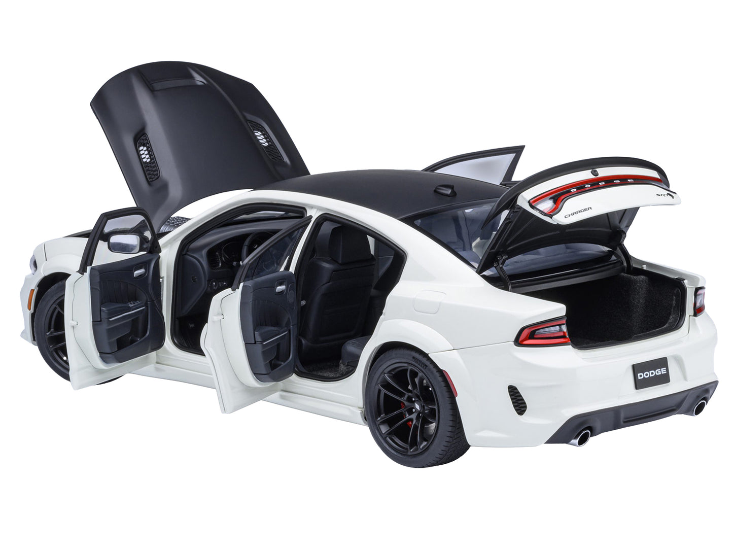 Dodge Charger SRT Hellcat Redeye Knuckle White with Matt Black Hood and Top 1/18 Model Car by Autoart <h2>Dodge Autoart</h2> <p>High-quality diecast perfect for collectors enthusiasts. Features detail