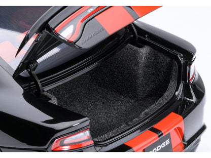 Dodge Charger SRT Hellcat Redeye Pitch Black with Red Stripes and Interior 1/18 Model Car by Autoart