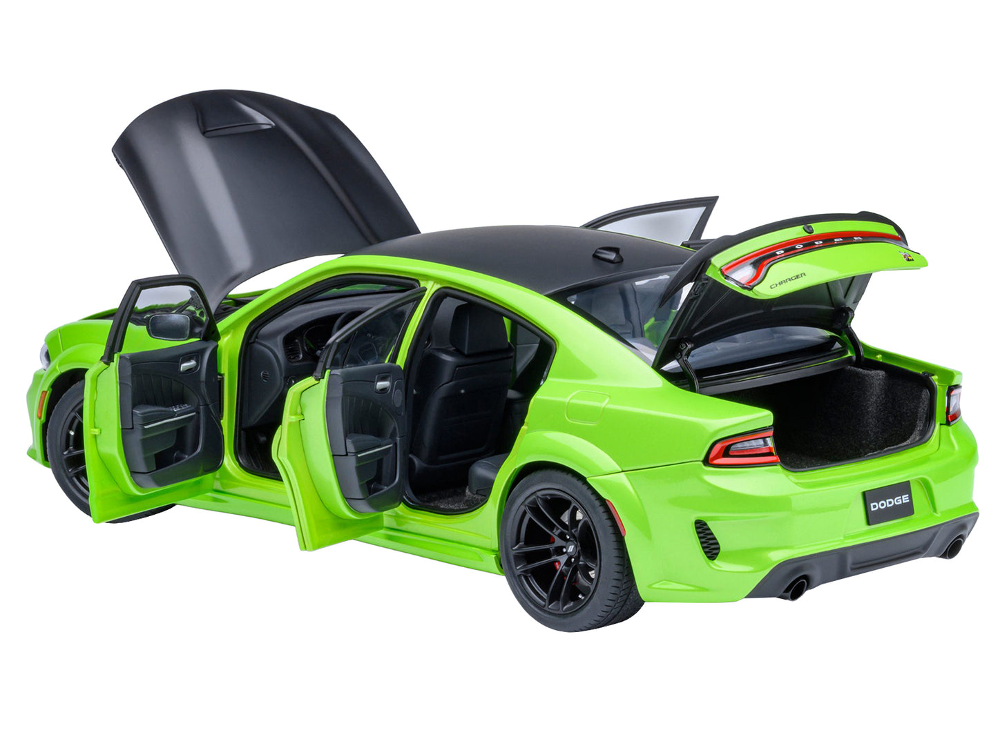 Dodge Charger Scat Pack Widebody Sublime Green with Matt Black Hood and Top 1/18 Model Car by Autoart <h2>Dodge Autoart</h2> <p>High-quality diecast perfect for collectors enthusiasts. Features detail