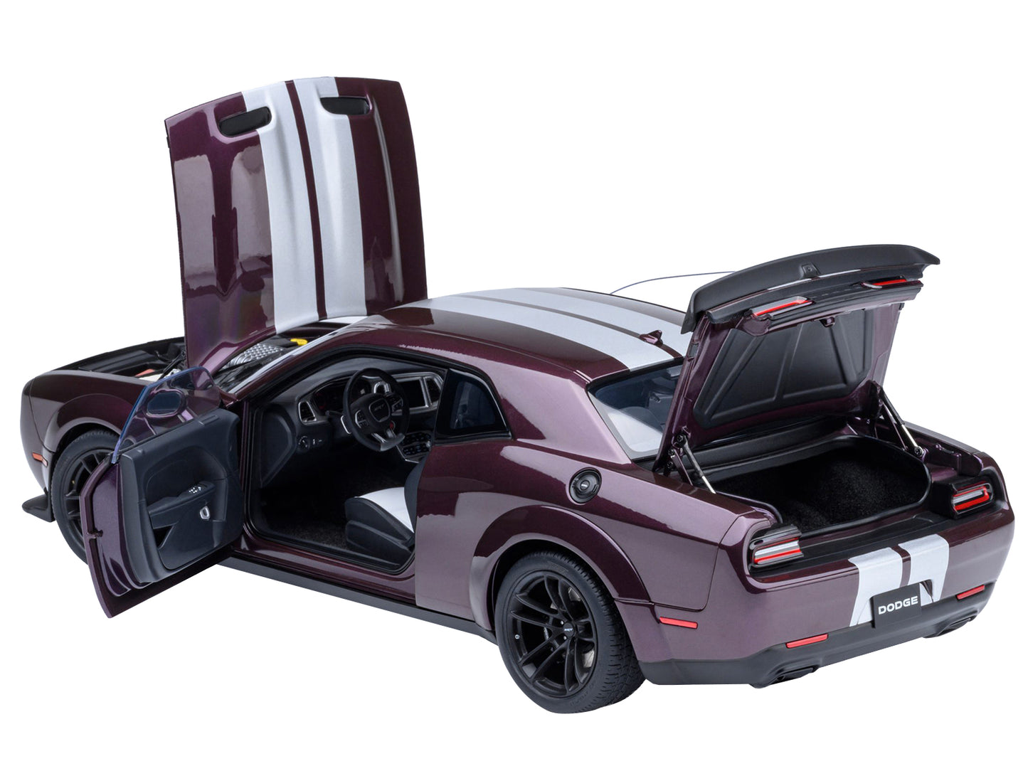 2022 Dodge Challenger SRT Jailbreak Hellraisin Purple with White Stripes 1/18 Model Car by Autoart <h2>2022 Autoart</h2> <p>High-quality diecast perfect for collectors and enthusiasts. Features detail