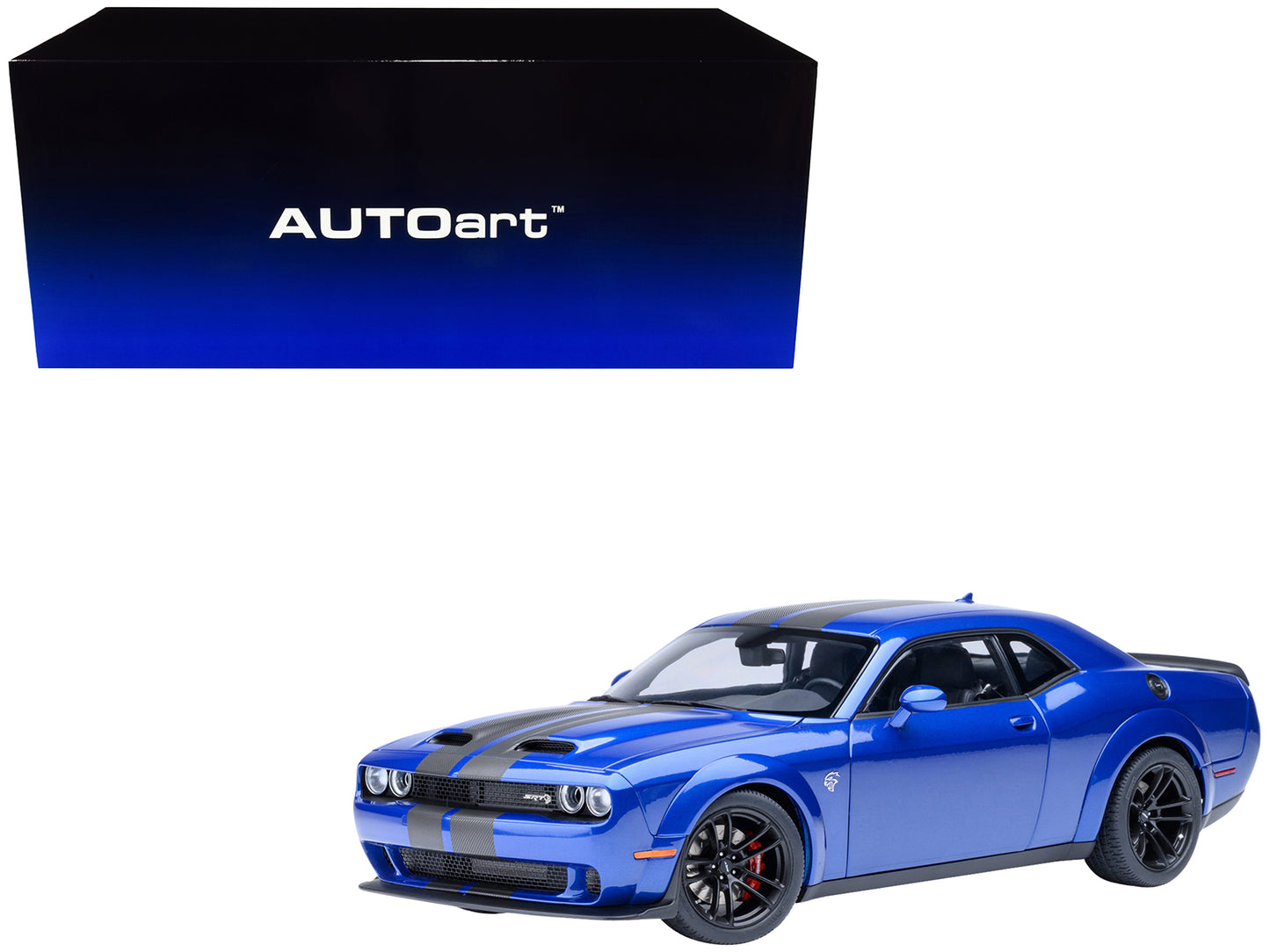 2022 Dodge Challenger SRT Jailbreak Indigo Blue Metallic with Carbon Stripes 1/18 Model Car by Autoart <h2>2022 Autoart</h2> <p>High-quality diecast perfect for collectors and enthusiasts. Features de
