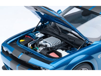 2023 Dodge Challenger SRT Super Stock Frostbite Blue Metallic with Carbon Stripes 1/18 Model Car by Autoart <h2>2023 Autoart</h2> <p>High-quality diecast perfect for collectors and enthusiasts. Featur