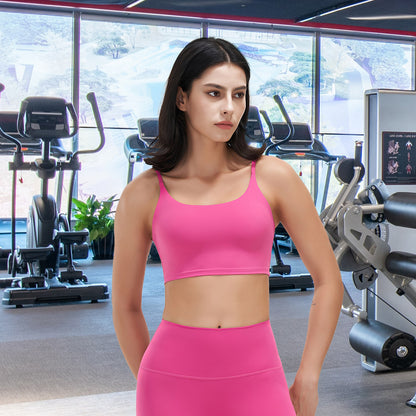 Women Strap Sport Bras Padded Strappy Crop Square Neck Low Impact Sexy Fitness