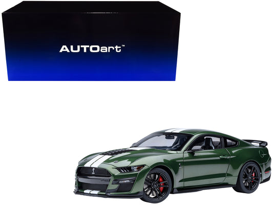 Ford Mustang Shelby GT500 Eruption Green Metallic with White Stripes 1/18 Model Car by Autoart T&y