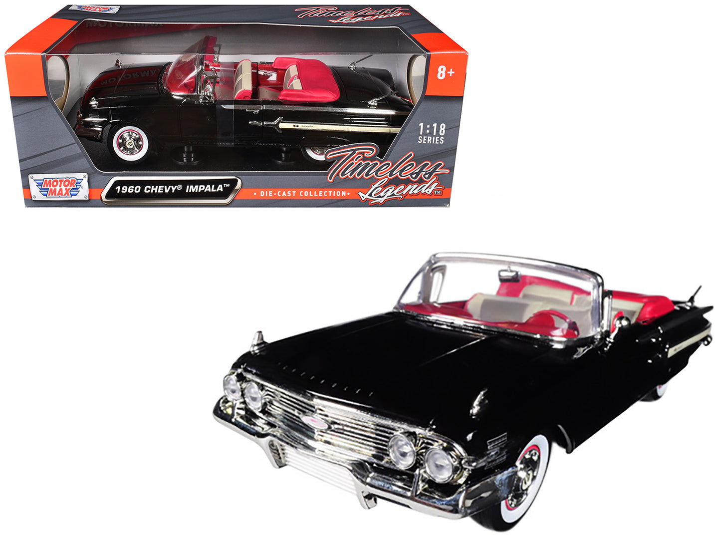 1960 Chevrolet Impala Convertible Black 1/18 Diecast Car Model by Motormax <h2>1960 Motormax</h2> <p>High-quality perfect for collectors and enthusiasts. Features detailed interior exterior craftsmans