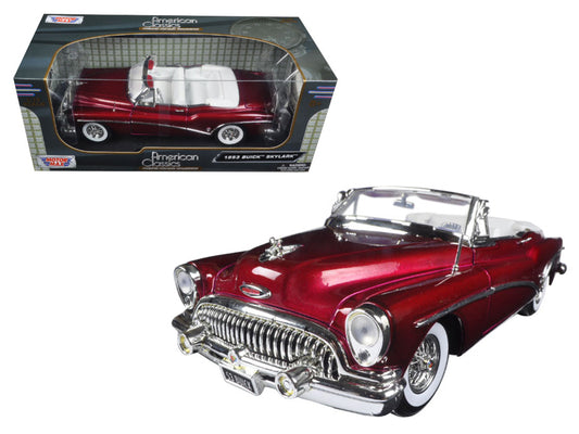 1953 Buick Skylark Burgundy 1/18 Diecast Model Car by Motormax <h2>1953 Motormax</h2> <p>High-quality perfect for collectors and enthusiasts. Features detailed interior exterior craftsmanship, realist