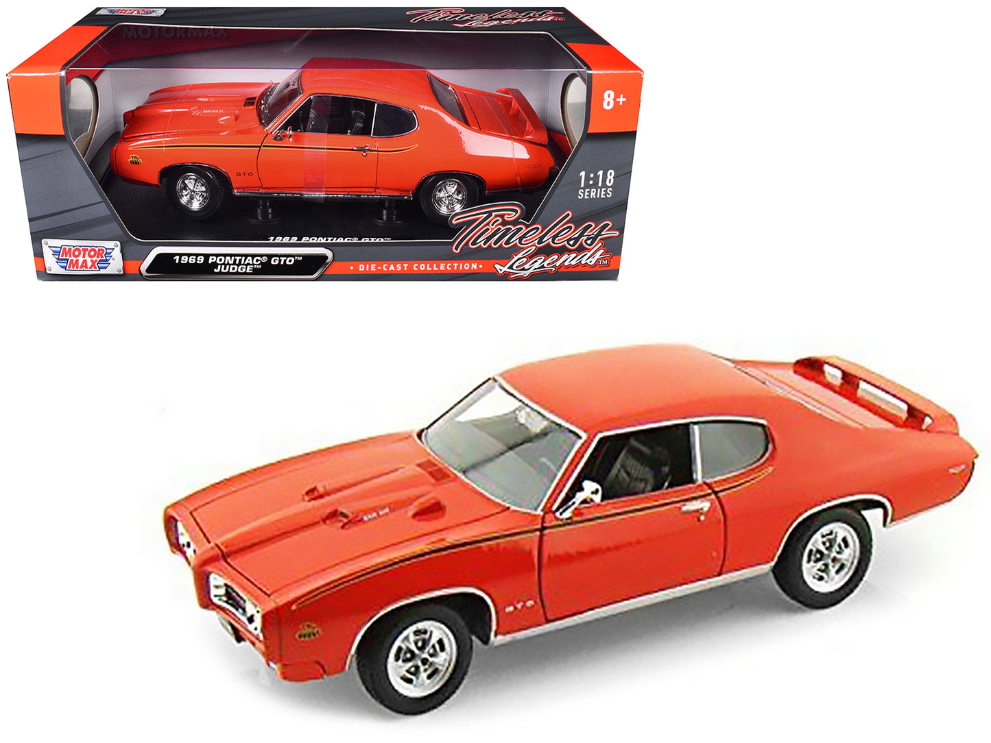 1969 Pontiac GTO Judge Orange 1/18 Diecast Model Car by Motormax <h2>1969 Motormax</h2> <p>High-quality perfect for collectors and enthusiasts. Features detailed interior exterior craftsmanship, reali