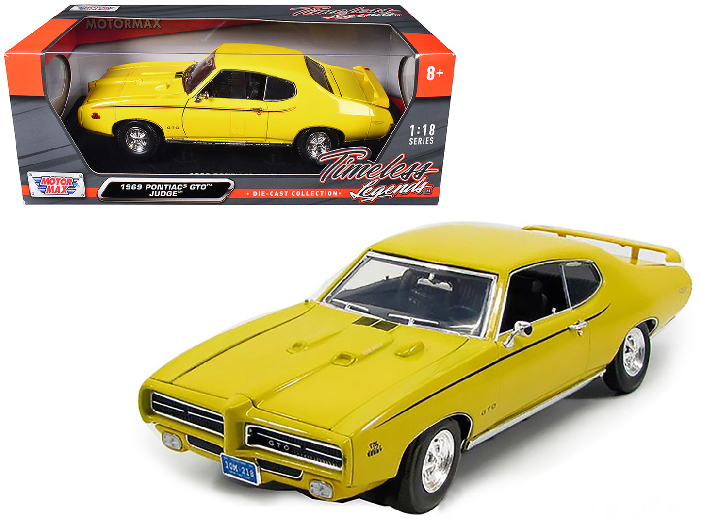 1969 Pontiac GTO Judge Yellow 1/18 Diecast Model Car by Motormax <h2>1969 Motormax</h2> <p>High-quality perfect for collectors and enthusiasts. Features detailed interior exterior craftsmanship, reali