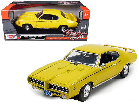 1969 Pontiac GTO Judge Yellow 1/18 Diecast Model Car by Motormax <h2>1969 Motormax</h2> <p>High-quality perfect for collectors and enthusiasts. Features detailed interior exterior craftsmanship, reali